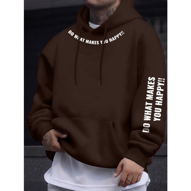 Spring/Autumn New Printed Men's Drawstring Hoodie with Kangaroo Pocket