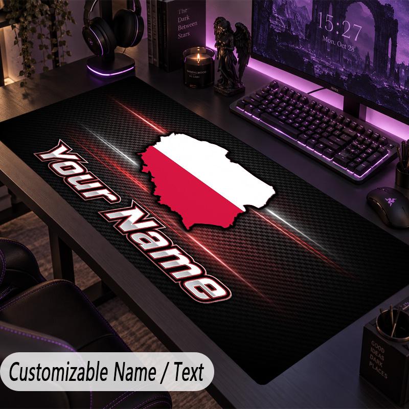 Custom Text Big Mousepad, Extended Desk Pad For Laptop Work GamePoland