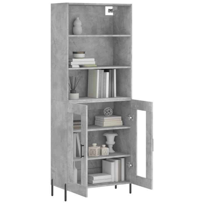 VidaXL Buffet haut Gris béton 69,5x34x180 cm Bois d'ingénierie 3189329