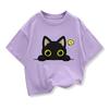 Original Design Summer Kids Clothing Short Sleeve Tee T Shirt Cute Black Cat Graphic Tee Tops Boys Girls T Shirts Pure Cotton