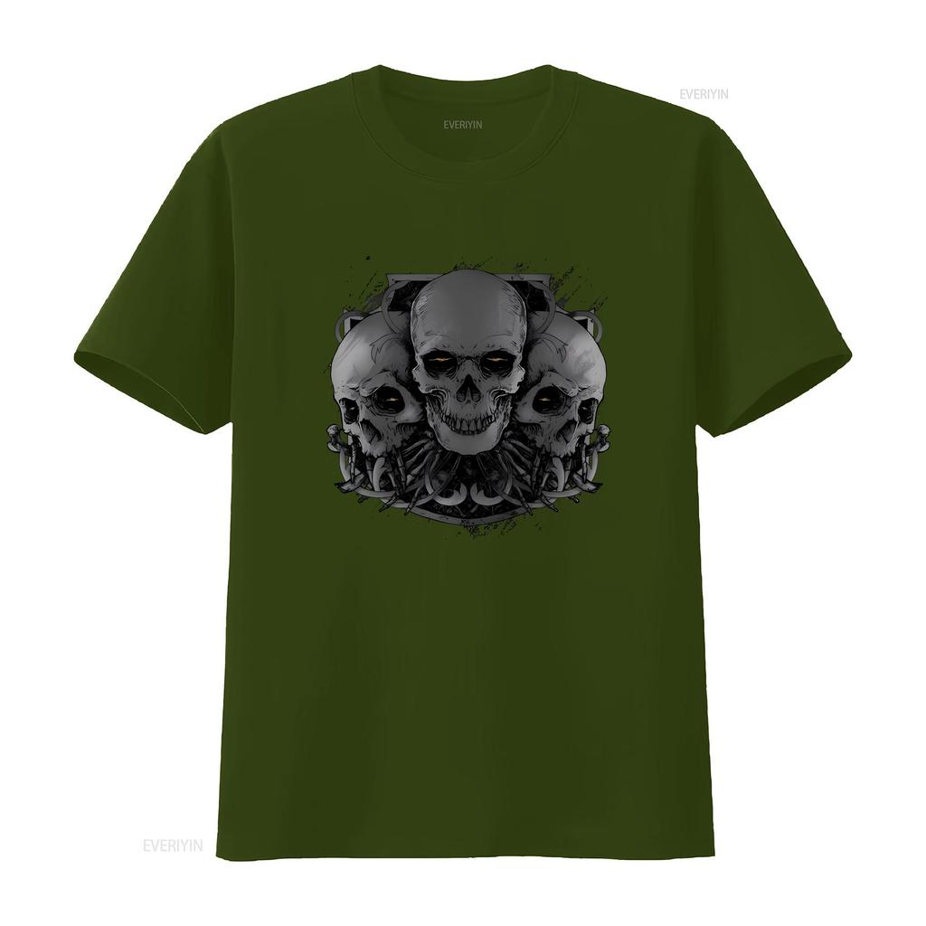 Gothic Skulls Biker Motorcycle Motorbike Unisexs Cotton T Shirt Top vintage Washed streetwear Soft Breathable fashion Casual