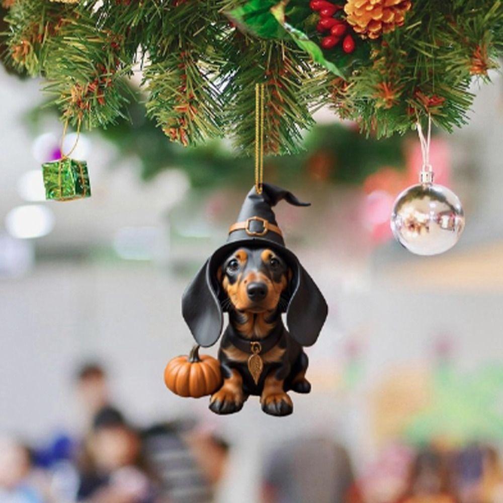 

2D Christmas Ornaments Cute Dog Car Hanging Flat Christmas Tree Pendant Gift 22