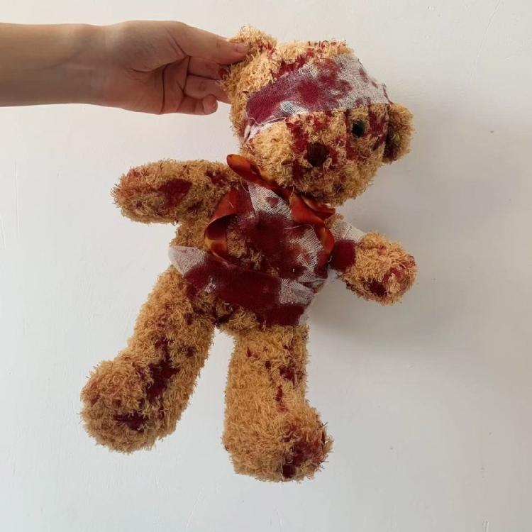 Bear Pendant Disturbing Blood Splattered Small Bear PP Cotton Fabric Texture Suitable for Dark Theme Parties Decorating