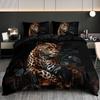 3Pcs Leopard And Black Rose Bedding Duvet Cover Set Luxury Leopard Bedding Quilt Set Animal Themed Bed Quilt Set Elegant