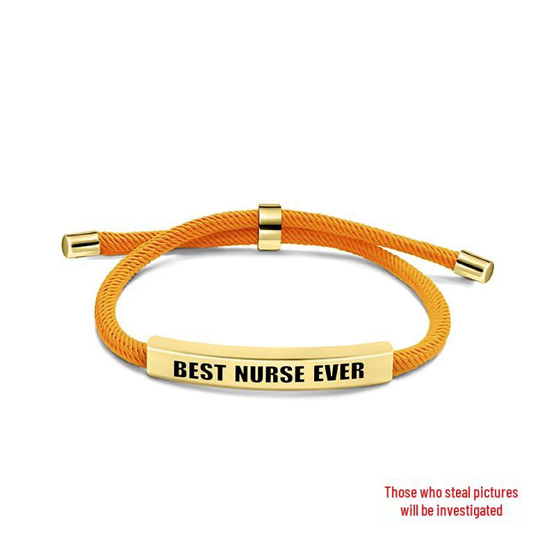 Multi-Color Engraved Stainless Steel Rope Bracelet: Nurse's Day Commemorative Christmas Gift