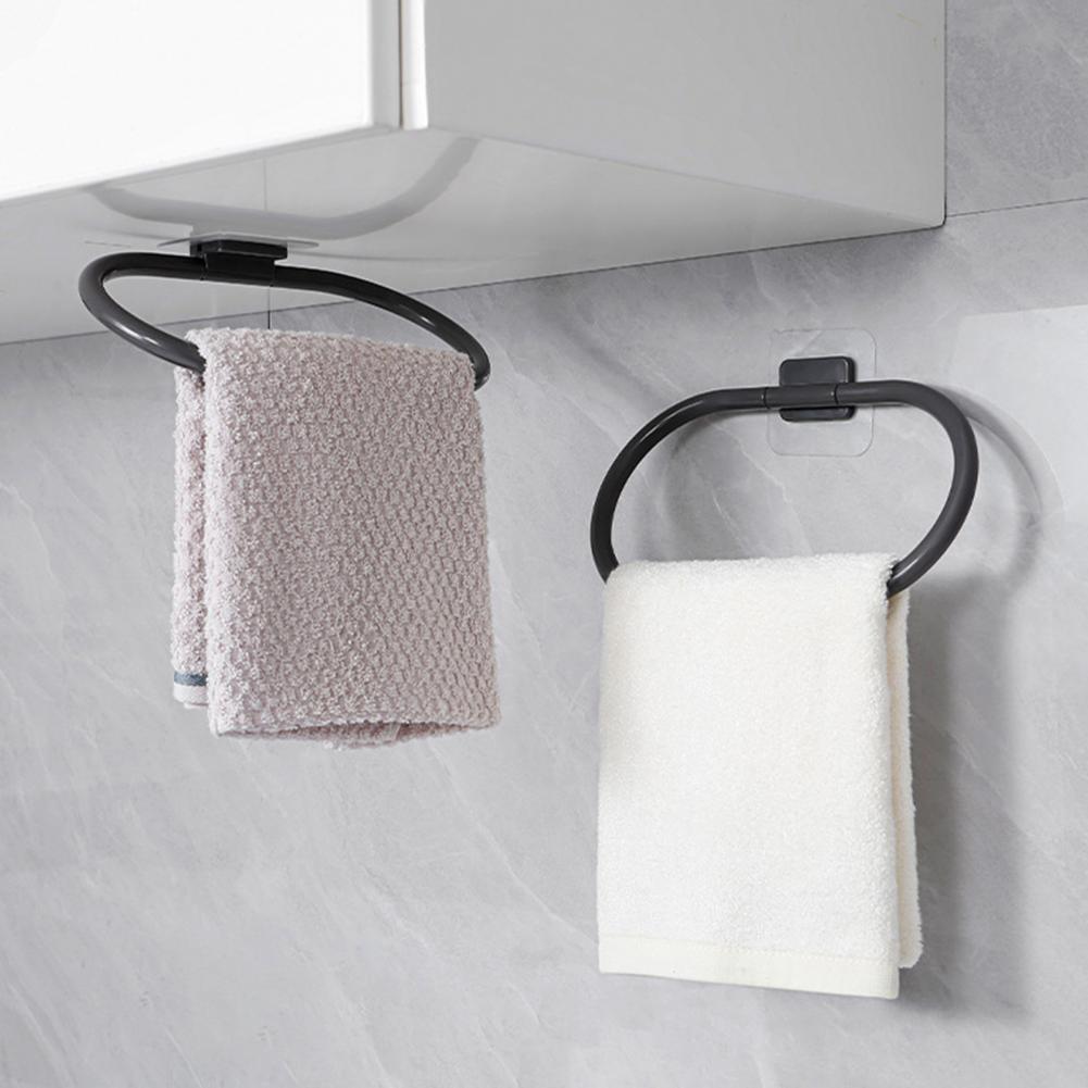Bathroom Towel Ring Wall-mounted Adhesive Hand Towel Hanger Drill-Free Installation Towel Holder For Kitchen Bathroom Storage