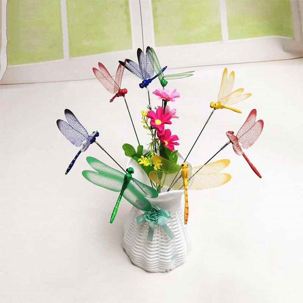 5/10PCS Handicraft Lawn Ornament Yard Artificial Dragonfly Thin Stick With Stem Simulation Butterfly