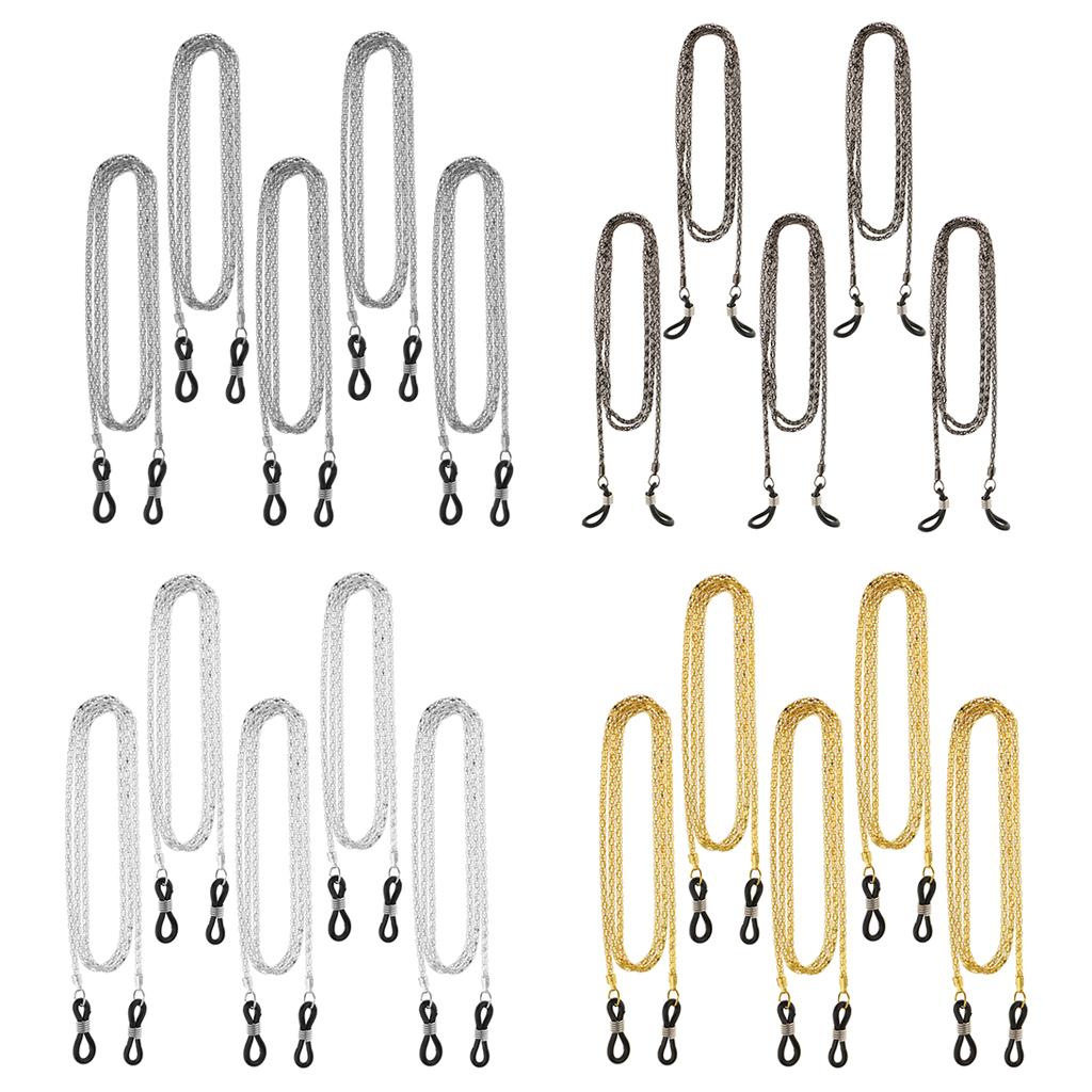 

5 Pieces Metal Eyeglass Neck Cord Chain Spectacles Sunglasses Holder 60cm чёрный
