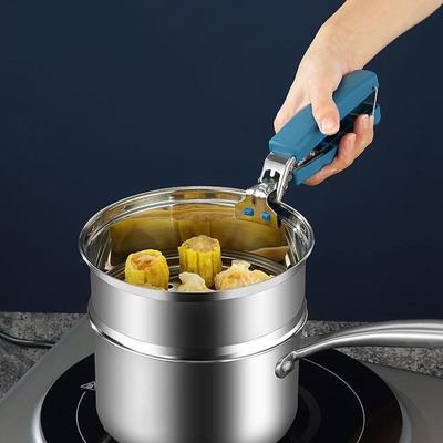 ?????Stainless Steel Anti-Scald Bowl Clip Non-slip Crockery Clamp Hot Dish Clamp Silicone Heat Resistant Gloves Kitchen Tools