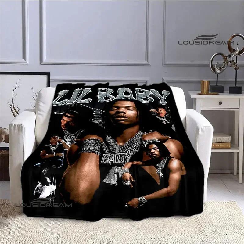 Hip -hop Singer Lil Baby Printing Blanket Picnic Blanket Warm Flannel Blankets Bed Linings Blankets for Beds Birthday Gift