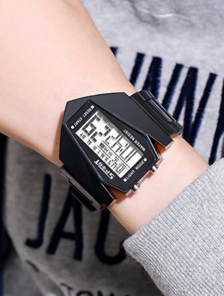 Digital watch black display.