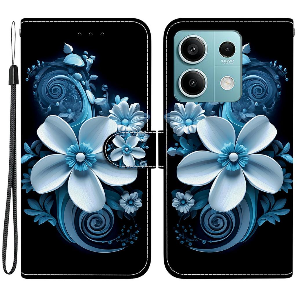 Für Xiaomi Redmi Note 13 5G Hülle Musterdruck Sturzsicher Leder Klapp-Brieftasche Handyhülle mit Lanyard