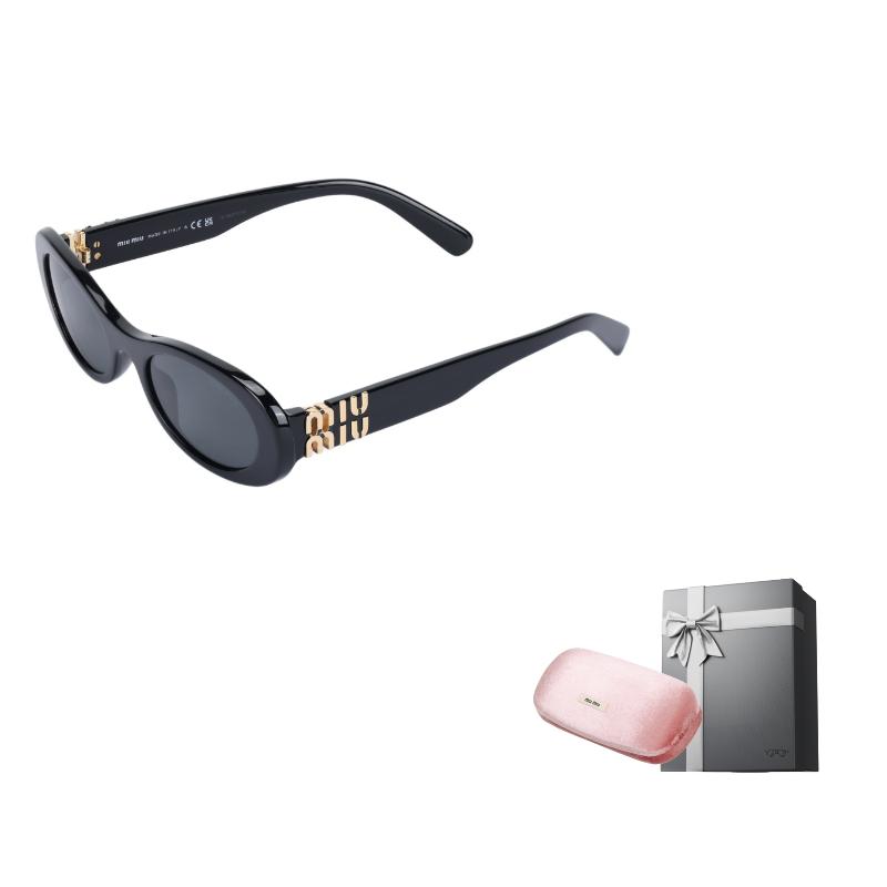MIU MIU Oval Sunglasses With Sculpted Temples Women Sunglasses Black MU06ZS1AB5S0C