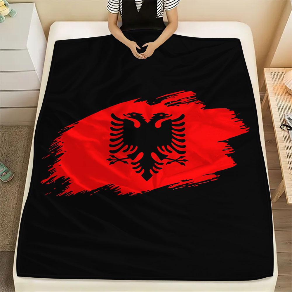 1PC Republic of Albania Patterned Flannel Blanket Suitable For All Seasons for Home Decor Warmth and Comfort Gifts Holiday Present
