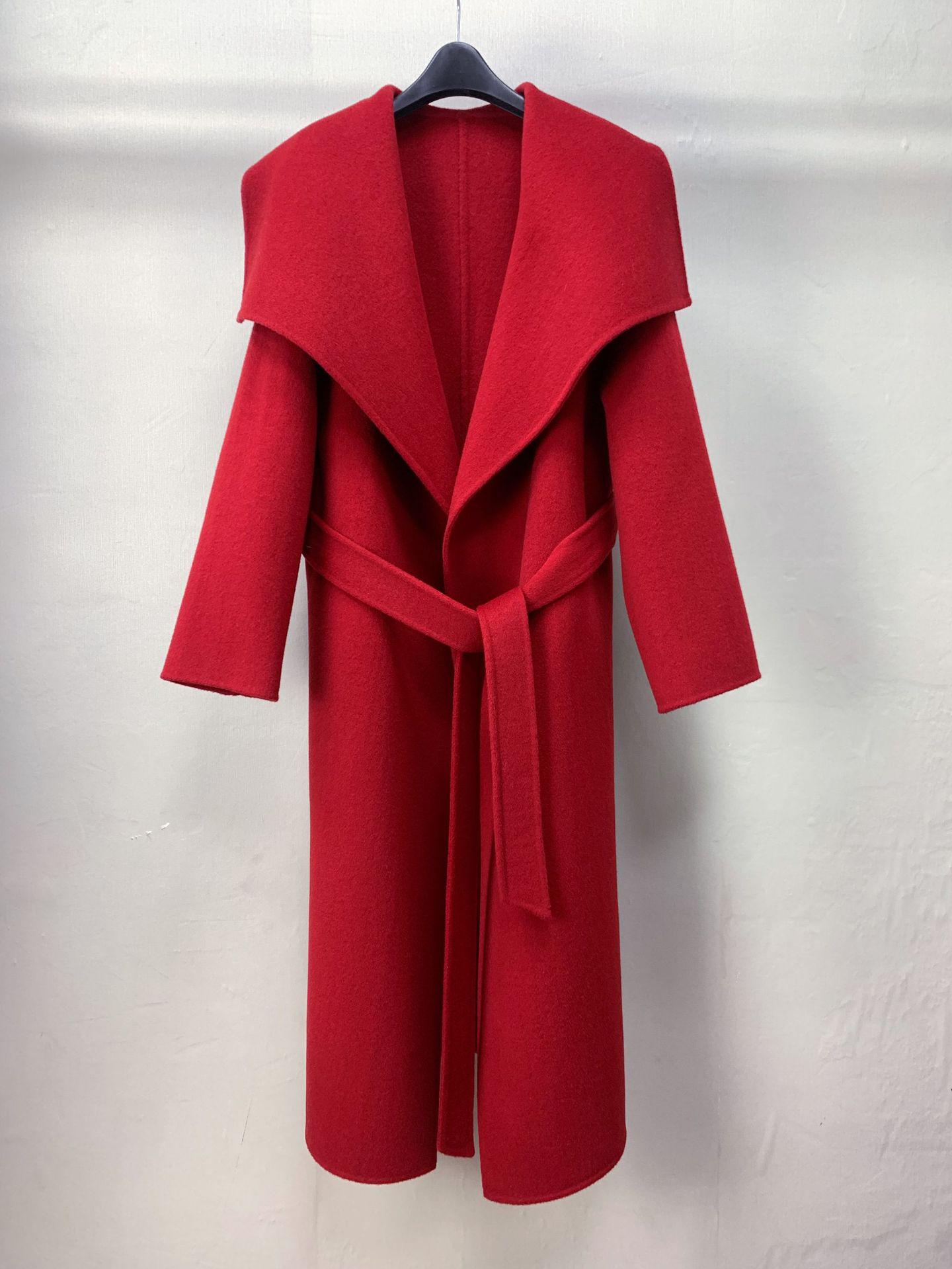 Women`s Double-Sided Wool Coat: Christmas Red