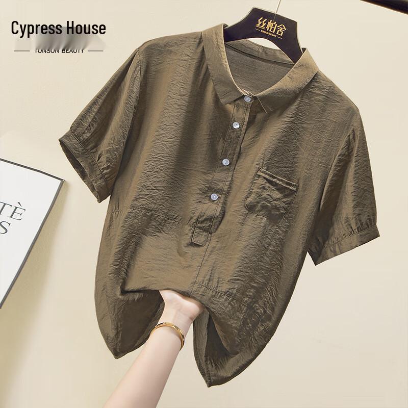 Silkbay Women s Summer Lapel Short-Sleeved Shirt M