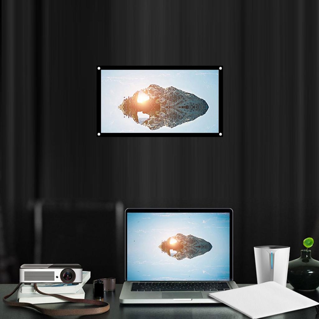 16:9 Thicken Portable Non Crease Soft White Polyester Projector Curtain Projection Screen(40in )