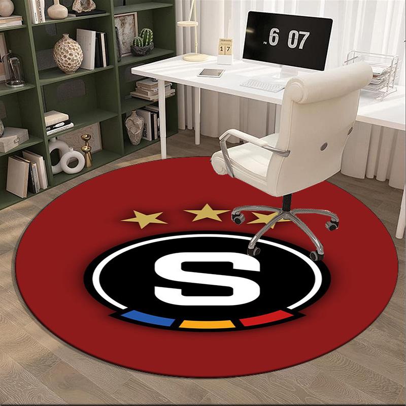 1PC round rug Star Soccer Emblem Printed Round Area Rug ,Rug For Home Office, Round Chair Rug, Decorative Carpet Fan gifts Christmas gift