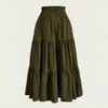 Gonna Estiva da Donna Stile Bohemien Elastica Vita Alta Coulisse Regolabile Gonna a Torta Linea ad A Colore Unito