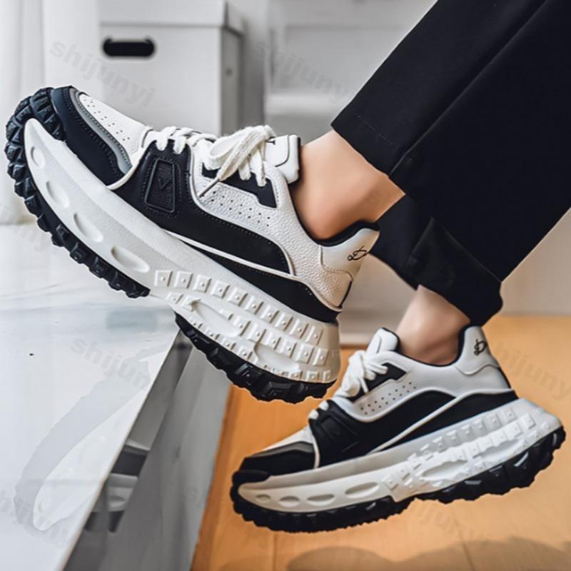 Fashion Niche Design Men's Low Top Casual Thick Soled Shoes 2025 Autumn New Fashion Trend Versatile Comfortable Non Slip Chunky sneakers