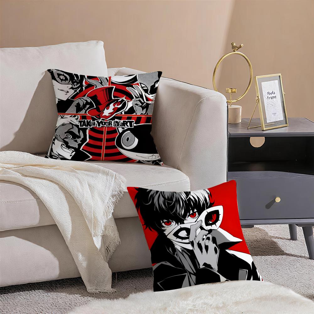 Klassische Anime Persona 5 Kissenbezug Sofakissenbezug Versteckter Knopf Strapazierfähiges Polyester Stuhlkissen