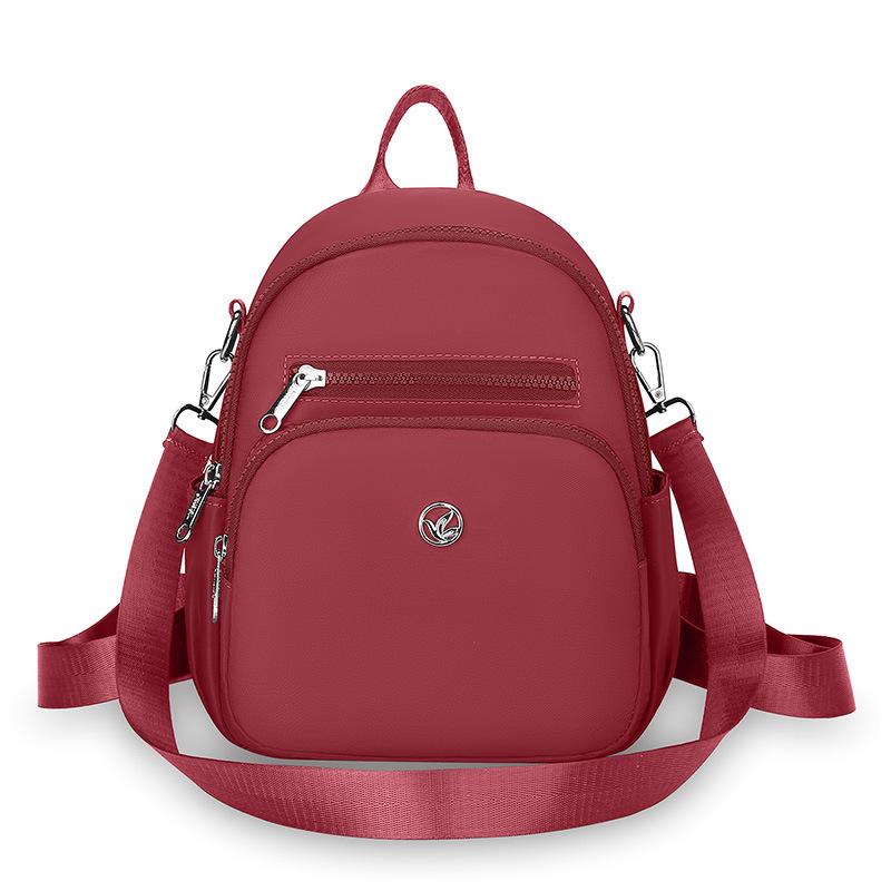 Women's Solid Color Backpack Lightweight Student Schoolbag Multifunctional Crossbody Shoulder Handbag