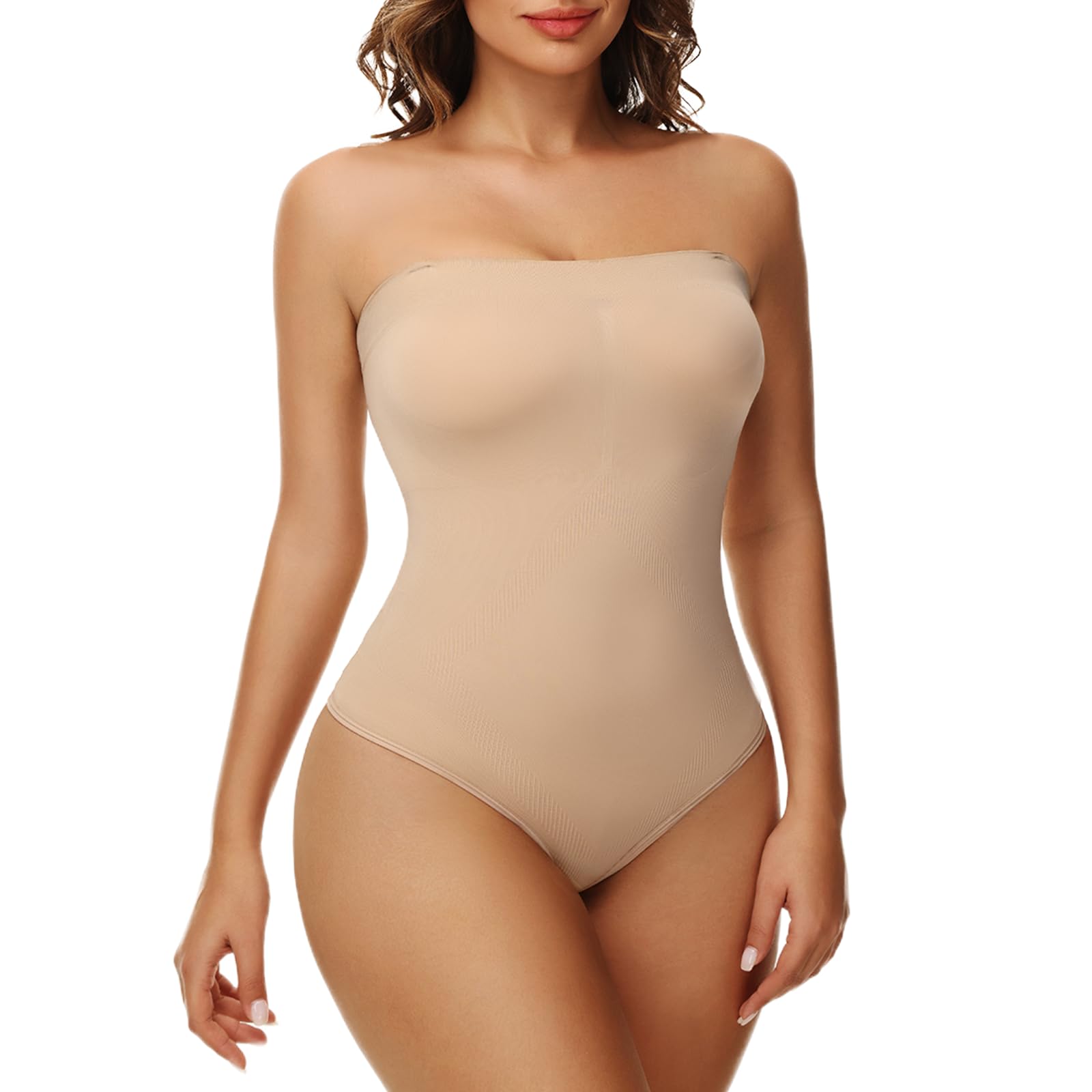 

Коректуючий одяг без бретелей Боді для жінок Tummy Control Body Shaper Безшовний компресійний комбінезон Безрукавки Скульптурна талія Тренери для схуднення XL бежевий