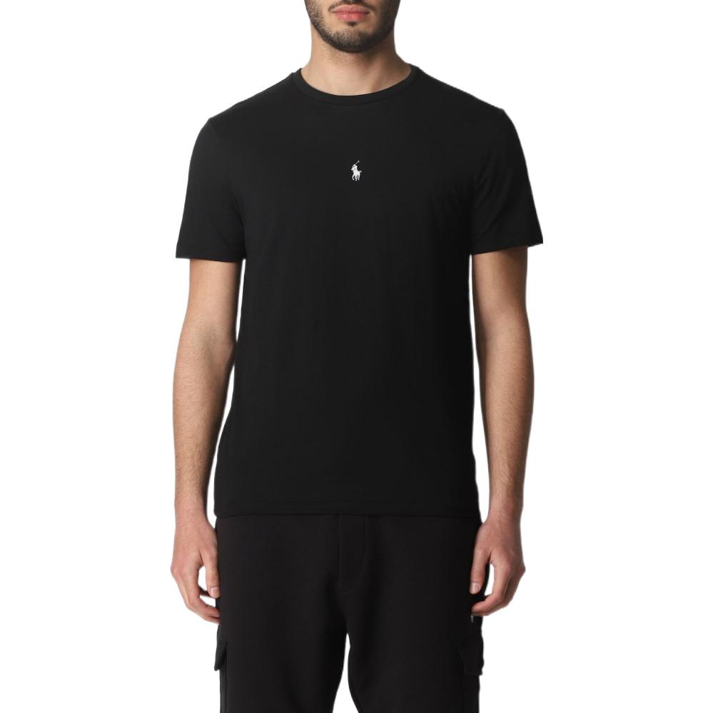 Polo Ralph Lauren SS22 Egyszínű Egyszerű Rövid Ujjú Férfi Felső Fekete 710839046-001