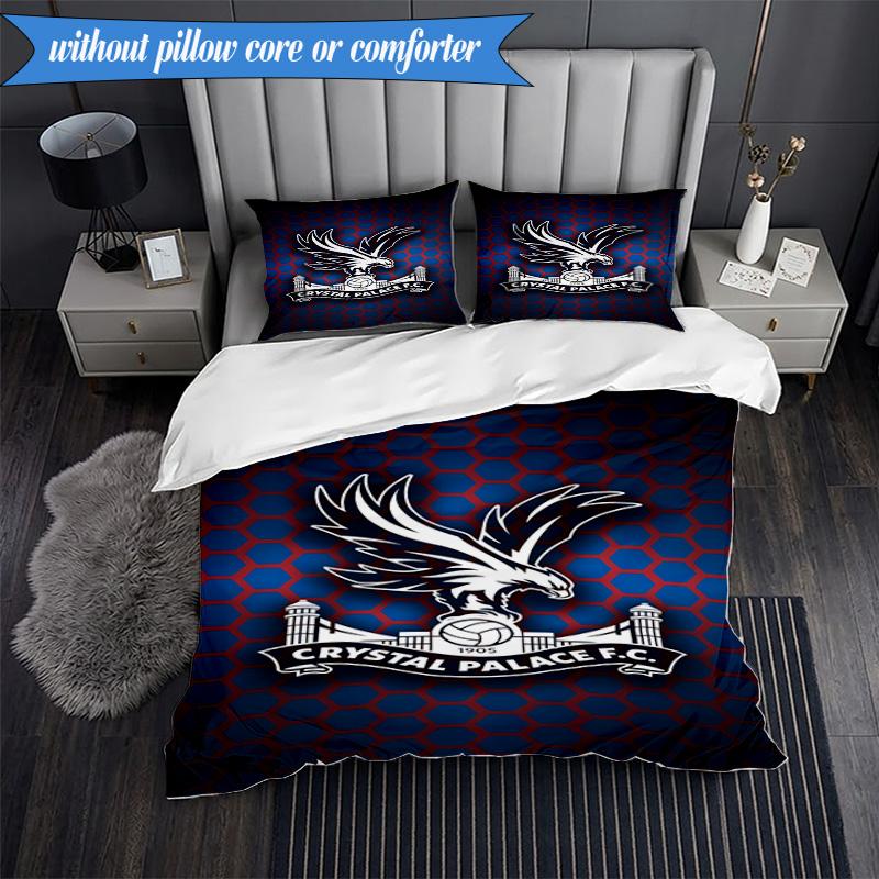 3PCS Crystal Fc Crest Printed Soft Bedding Set,Including 1pc Duvet Cover And 2pcs Pillowcases Perfect for Bedroom, Dormitory, Fan gift