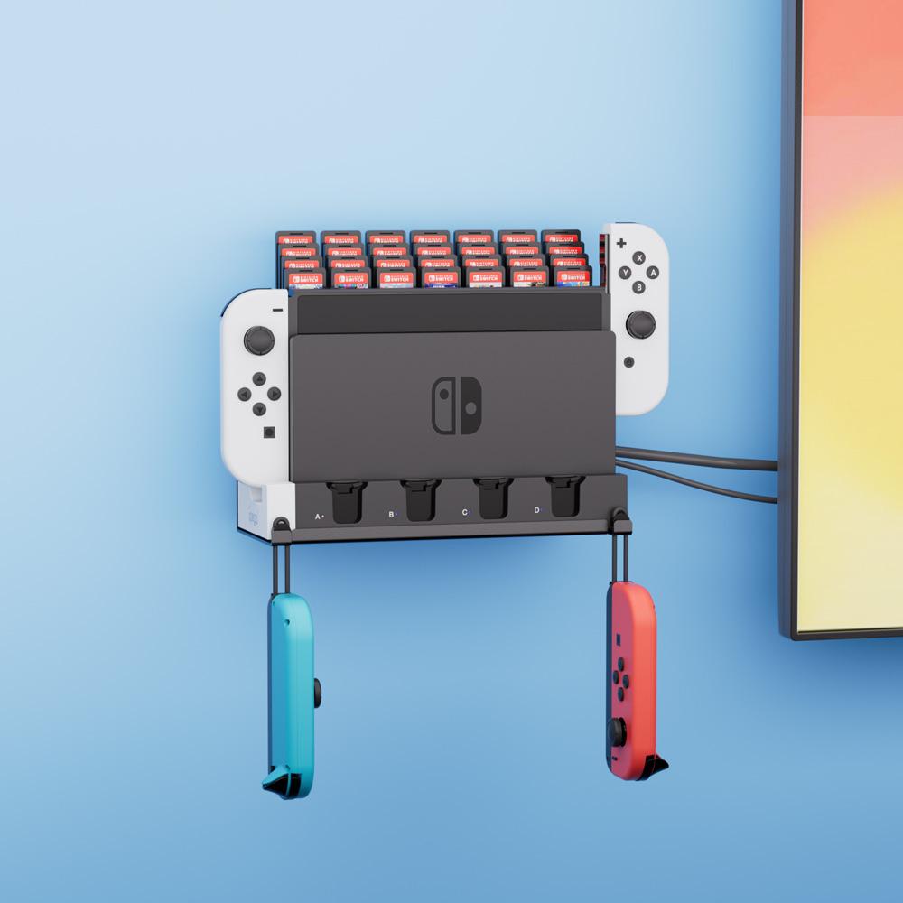 IPEGA PG-9186 Wall Mount Joycon Charging Dock Station for Switch&OLED with 28 Game Card Case, 6 Joy Con Controller Charger