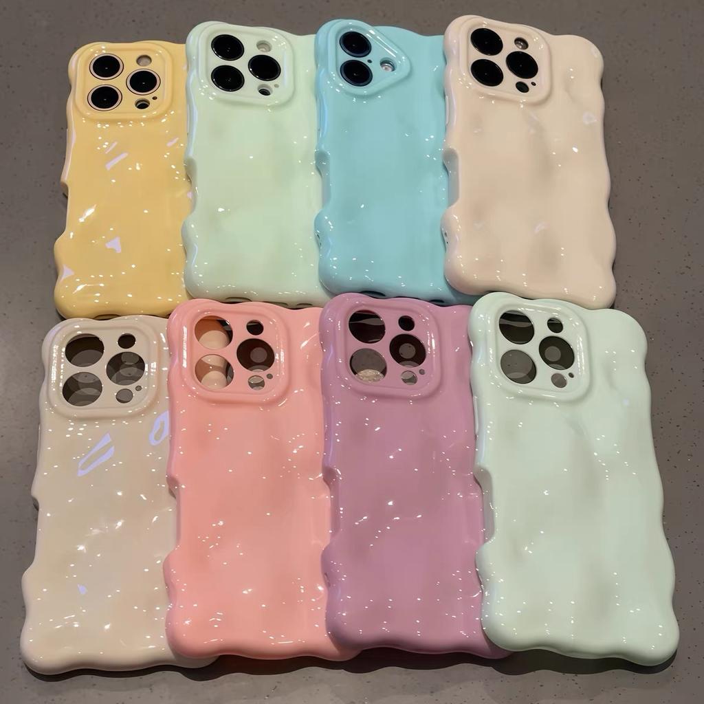 Luxury Soft Silicone Wave Fold Pattern Phone Case For iPhone 11 12 13 14 15 16 Pro Max Plus Candy Bumper Back Cases Cover