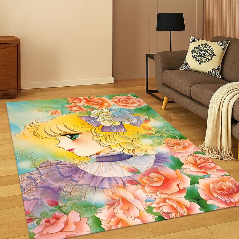 Candy Candy Girl Cartoon Anime Teppich für Schlafzimmer Wohnzimmer Sofa Spielzimmer Fußmatte Heimdekor, Kinder-Spielbereich Teppich Rutschfest
