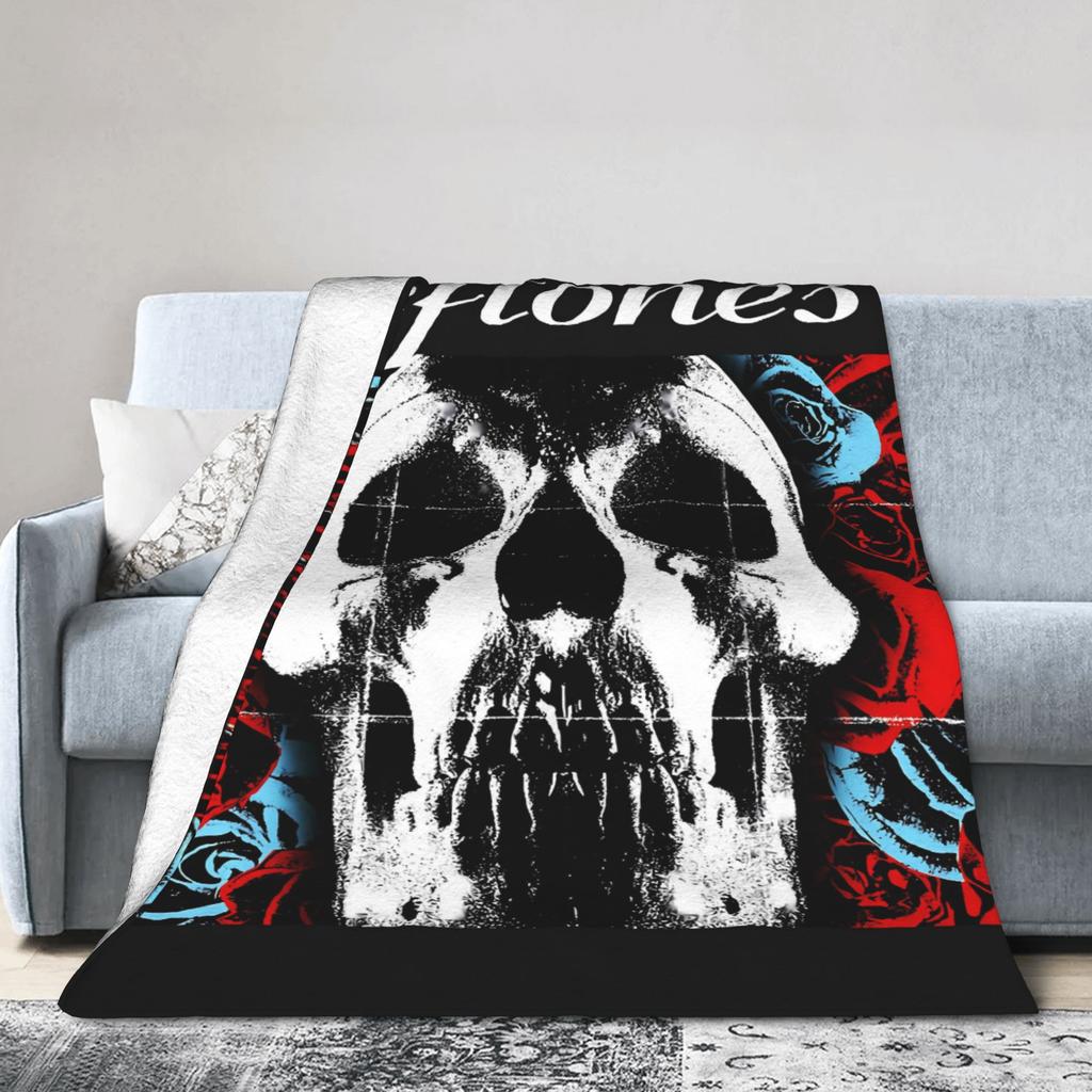 Deftones Alternative Metal Band Totenkopf Flanell Decken Weiche Überwurfdecke für Wohnzimmer Reise Bettdecke Sofa Bettbezug