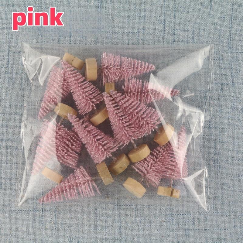 12PCS DIY Mini Christmas Tree 4.5cm Sisal Silk Cedar Desktop Decoration Small Christmas Tree Xmas New  Navidad Decor Gifts