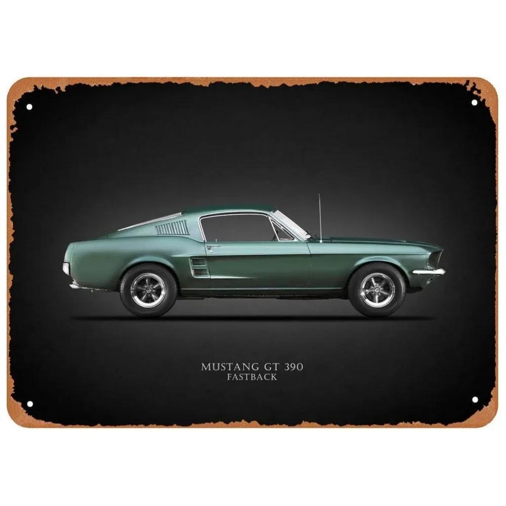 Vintage Classic Car Metal Tin Signs Mustang GT Posters Plate Wall Decor for Garage Bars Man Cave Cafe Clubs Retro Posters
