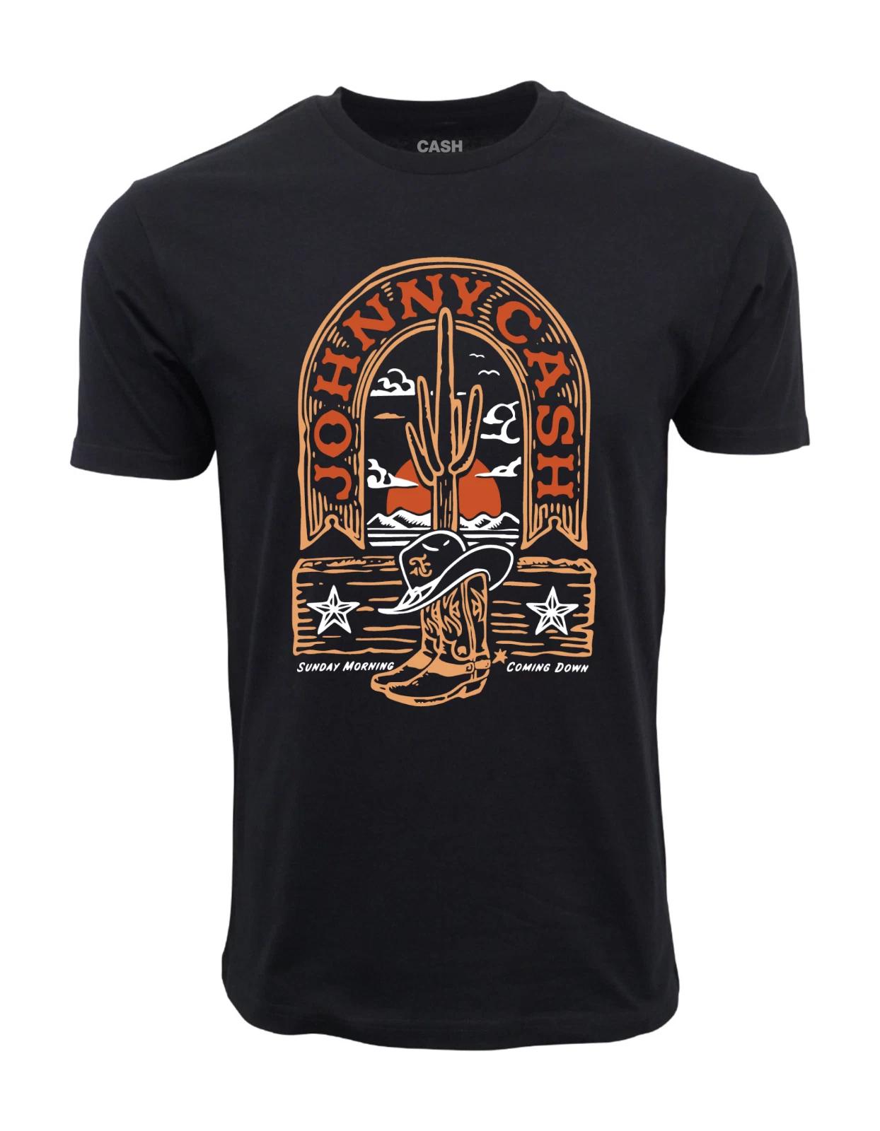 Unisex Adult Casual Graphic Johnny Cash Sdy Coming Down Graphic T s... XXXXL