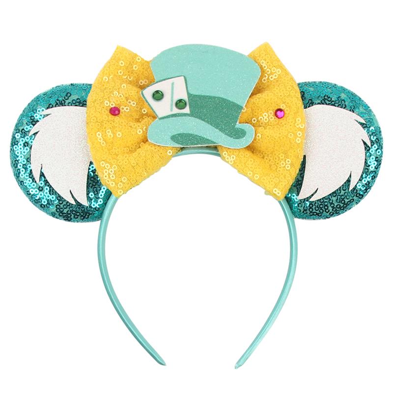 Disney Mickey Uszy Opaska z Cekinami 5" Kokarda Zamek Fajerwerki Opaska do Włosów Dla Dziewczynek Dzieci Featival Impreza DIY Akcesoria do Włosów