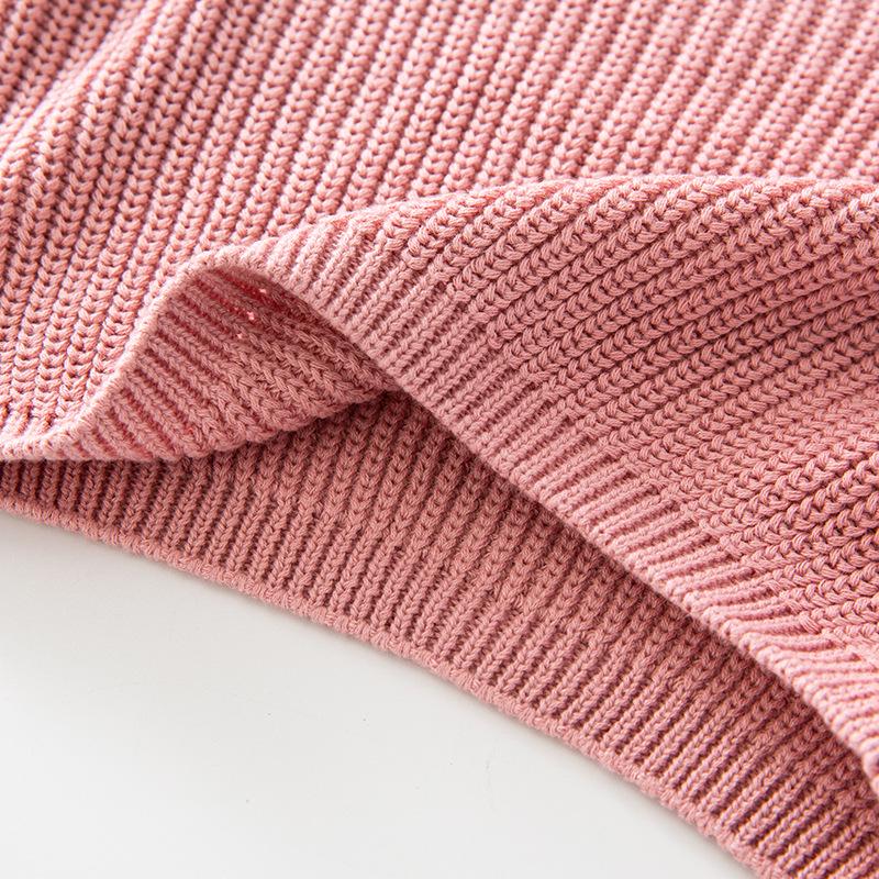 Trendy European & American Girls' Solid Color Knit Sweater - Children's Fashion