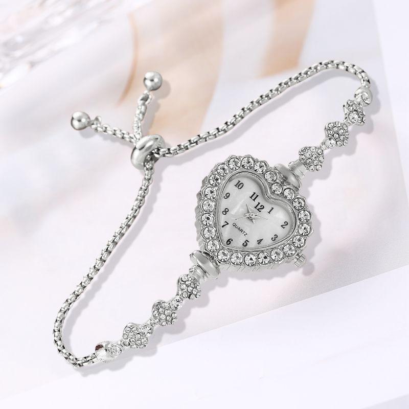 Orologio da Donna Piccolo con Strass, Quadrante Piccolo Stile College, Orologio Bracciale in Acciaio con Diamanti a Forma di Cuore, Orologio alla Moda
