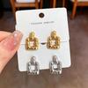 High-End Geometric Square Earrings: Exquisite Retro Luxury Style for Women