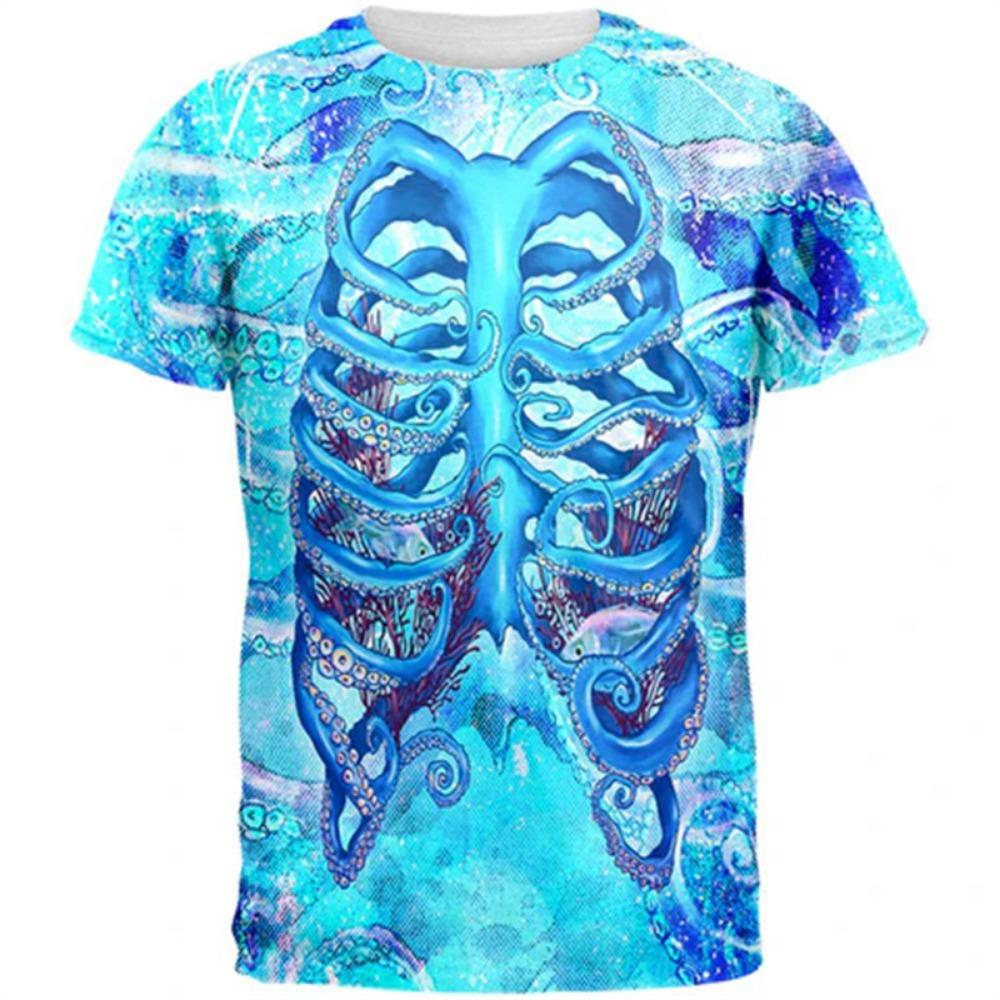 New Halloween Skeleton 3D Graphic T Shirts For Men Women Harajuku Round Neck Tees Tops Clothing Skull Halloween Costume T-shirt