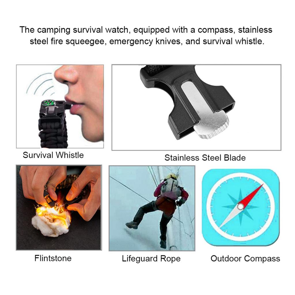Ceas cu fluier, 7 în 1, multifuncțional, pentru securitate în aer liber