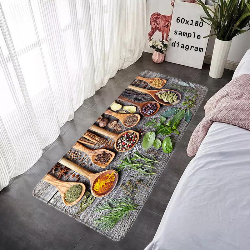 Food Condiment Kitchen Balcony Decor Doormat For Mom Coffee Bean Flannel Floor Mat Indoor Foot Rug Bedside Mats Corridor Carpet