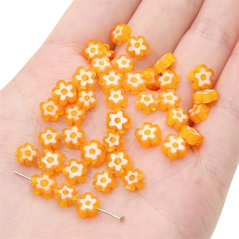 10 Stück 6mm Handgemachte Lampwork Glasanhänger Blumenperlen für DIY Halskette Armband Ohrring Schmuck Basteln