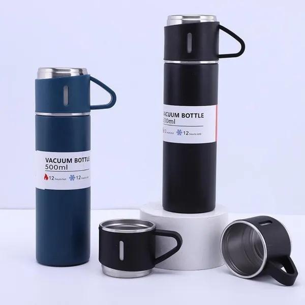 Vacuum Insulated Flask Stainless Steel Thermo Bottle with Cup for Coffee Tea 500ml Double-Layer Stainless