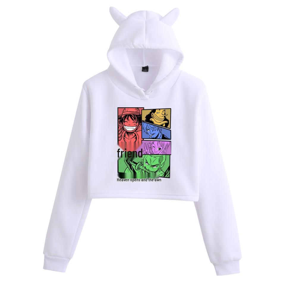 Women's Cat Ear Hoodie - One Piece Anime Print, Casual Wear for Autumn/Winter