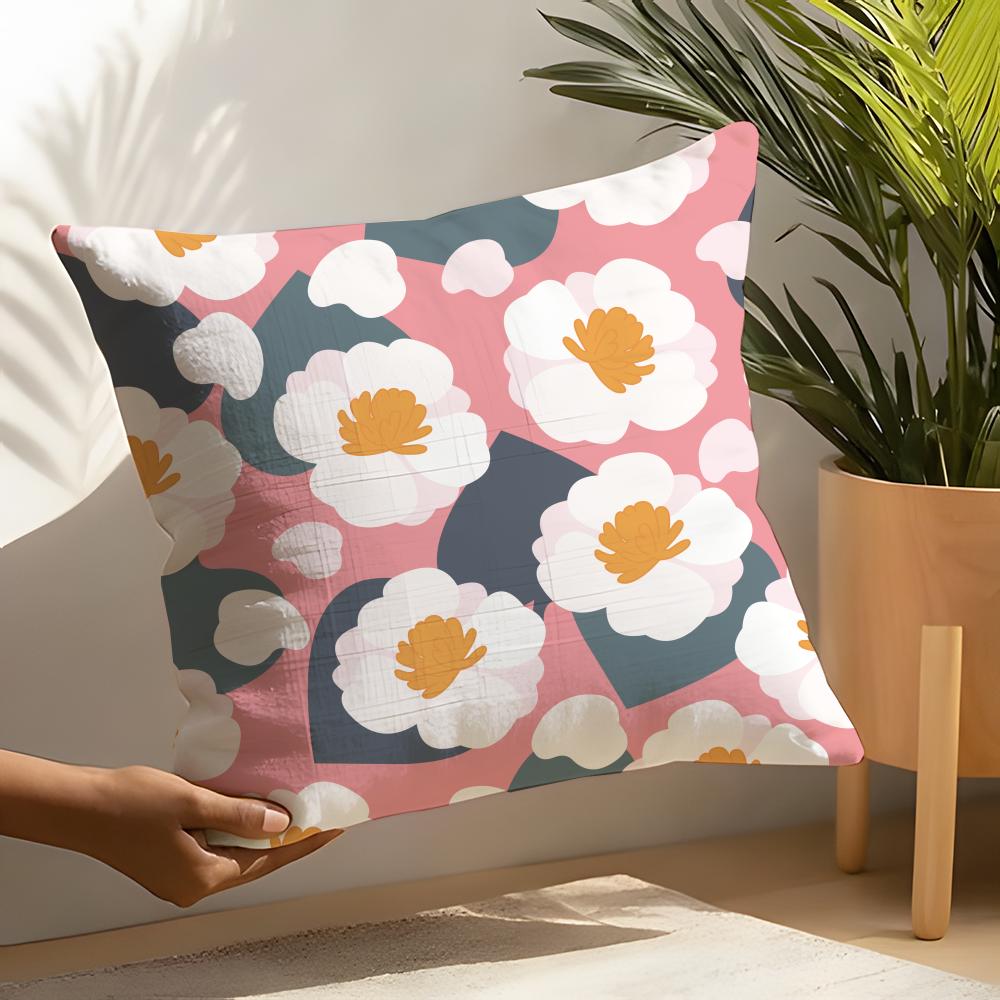 Frühlings- und Sommer-Blumenkissenbezug Heim-Wohnzimmer-Dekoration Leinenkissenbezüge Kissenhülle