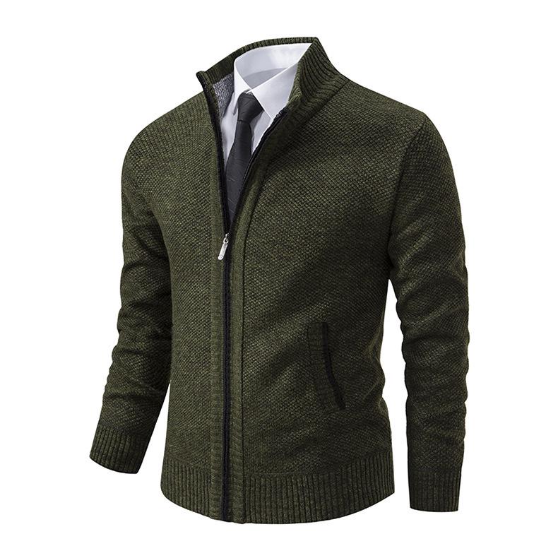 Plus Size Men s Casual Cardigan Jacket AutumnWinter Warm Fashionable Stand Collar Sweater for 2026 M армия зеленый 2930₽