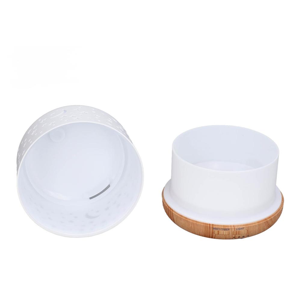Aromatherapy Humidifier 300ml Wood Grain Design Low Noise Desktop Humidifier with LED Color Light