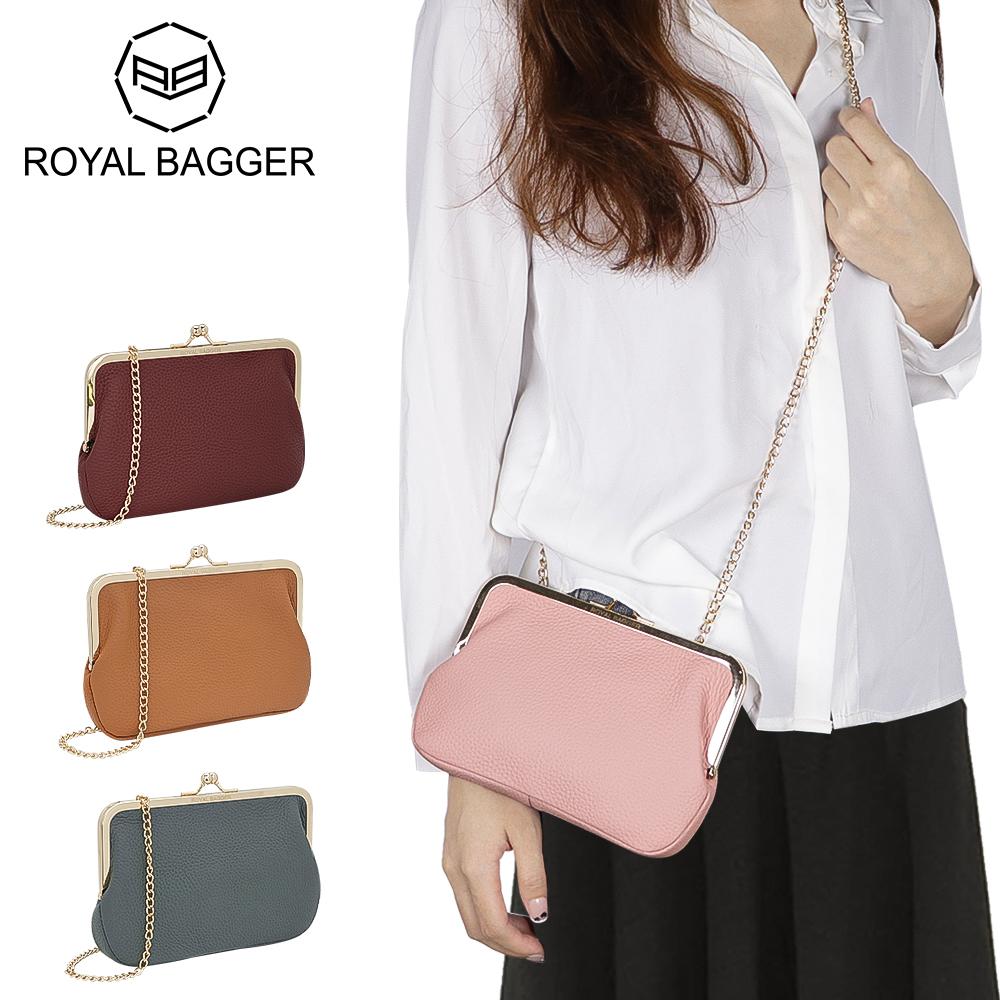 

Женские кошельки Royal Bagger с замком Kiss Lock, модный повседневный кошелек-клатч, мини-сумка через плечо с цепочкой из натуральной кожи 1843 чёрный